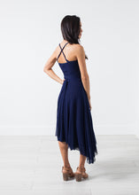 Load image into Gallery viewer, Ruched Party Dress in Navy
