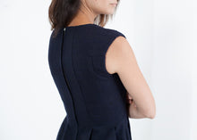 Load image into Gallery viewer, Pleated Rita Dress in Dark Navy
